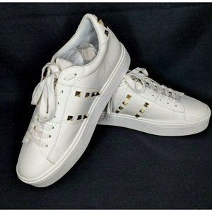 Steven New York Womens Sneakers Shoes 9.5 Platform Becker White Gold Studded